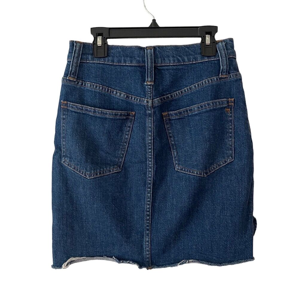 Madwell 24 Jean Skirt Straight Blue Denim Step Hem Raw Stretch Classic - Picture 6 of 6